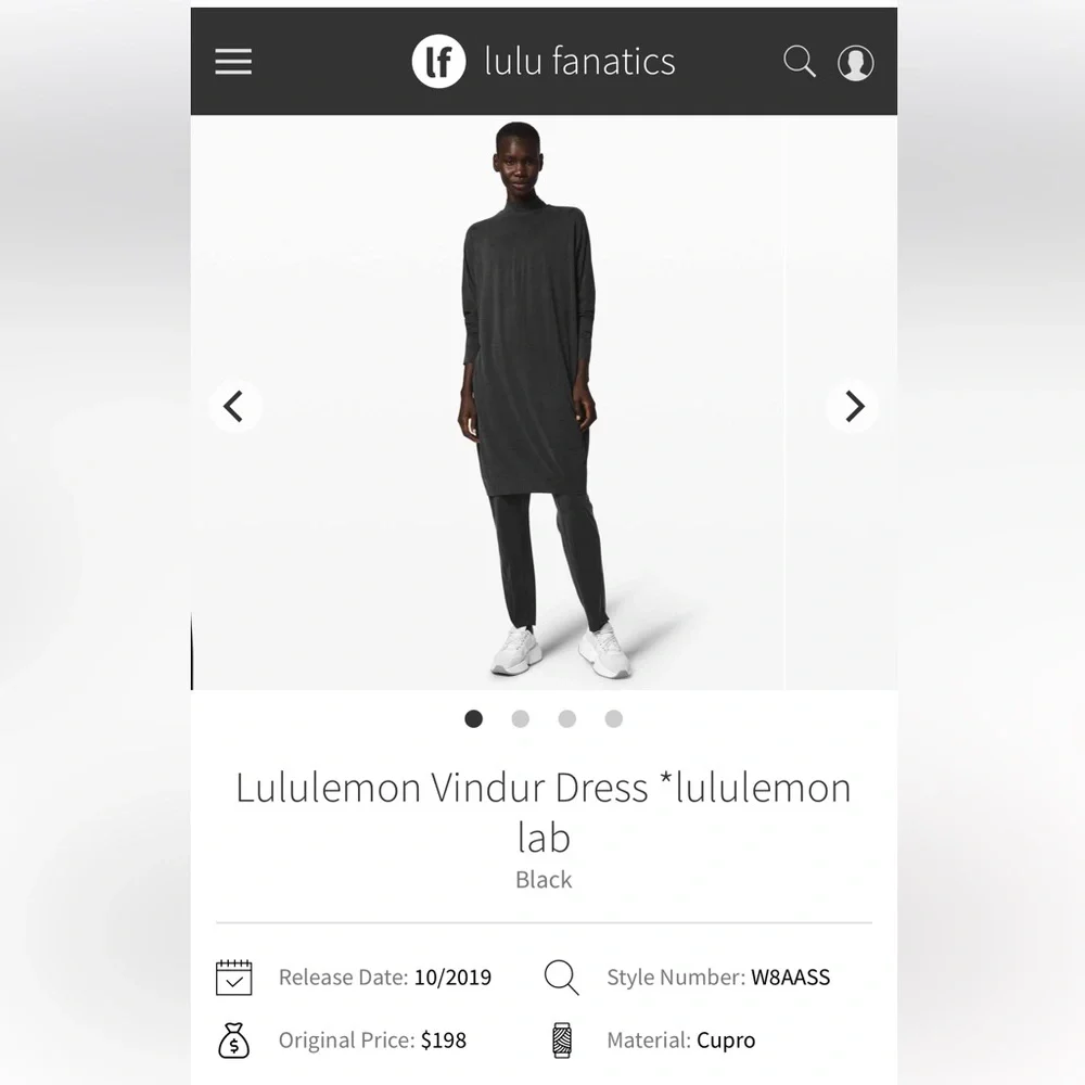 Lululemon Lab-Vindur Dress *FULL CUPRO DRESS• SUPER RARE•Black•NWOT NEW• Large - Picture 2 of 14